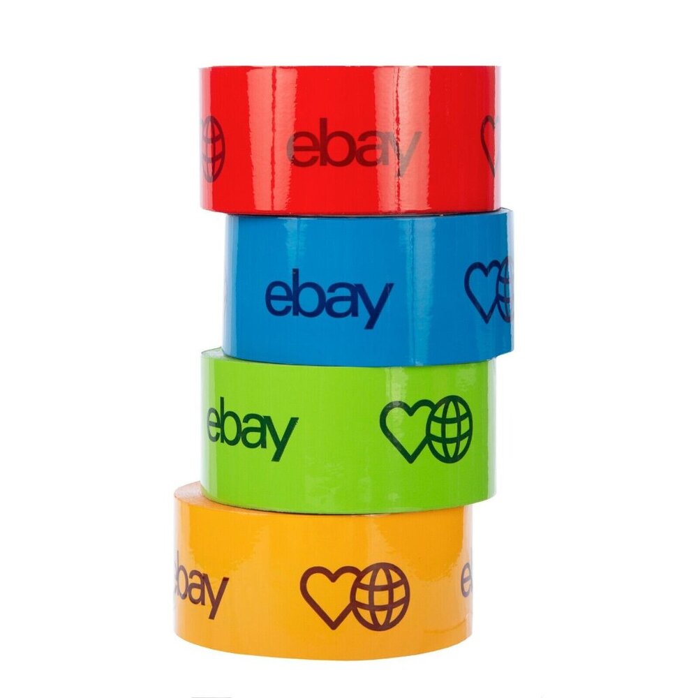 4 Rolls EBAY 2" Packaging Tape Red Blue Green Yellow 2.2 ml thic new 75 yards ea